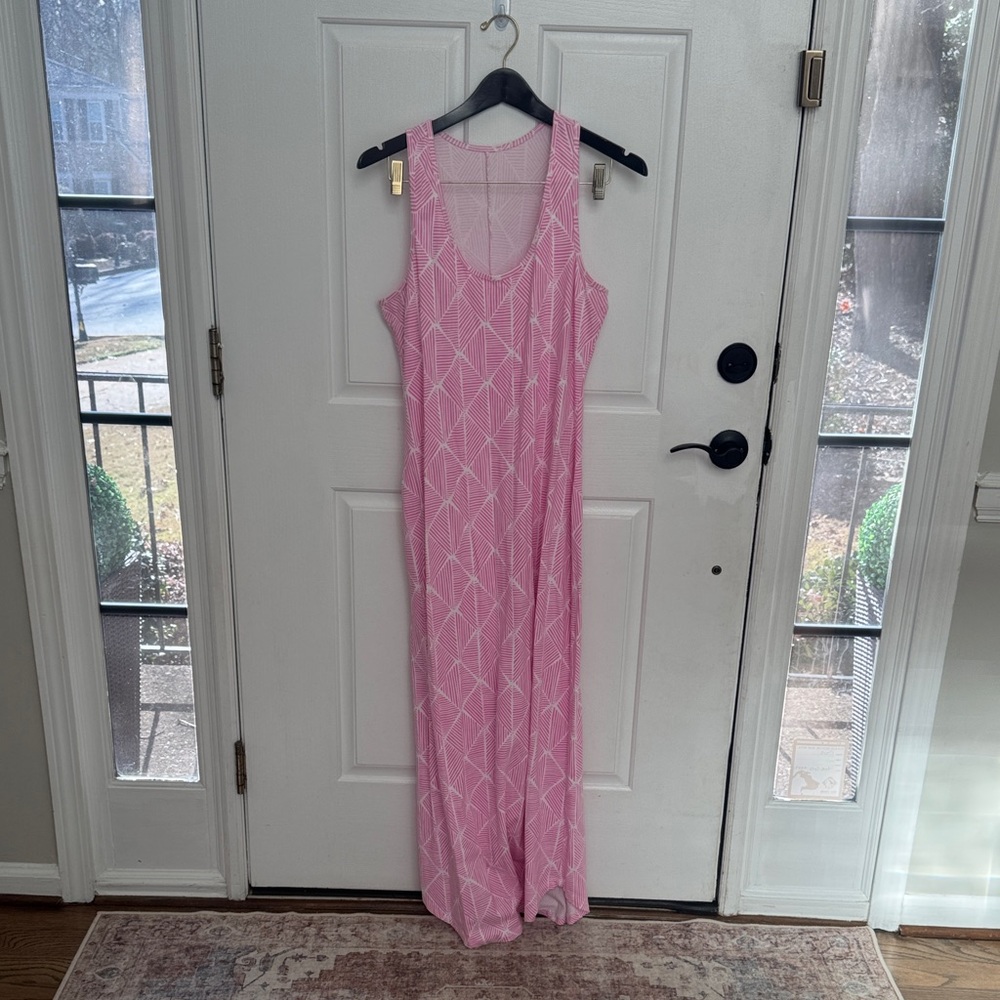 MAHI GOLD Pink Geometric Maxi Dress